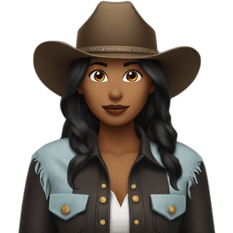 cowgirl black straight hair emoji