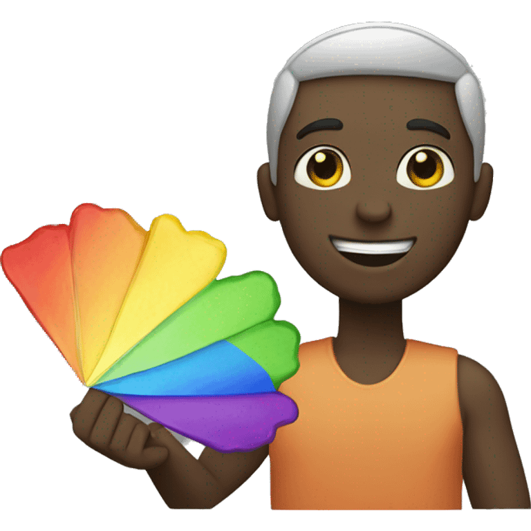 black guy holding a rainbow fl emoji