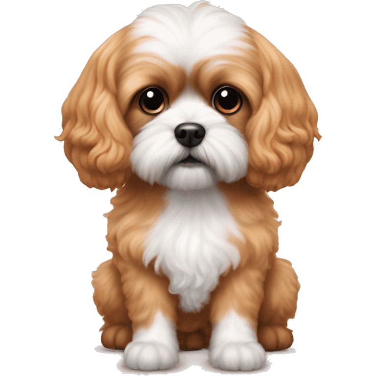 Peach large cavapoo next to a shitzu black ears  emoji