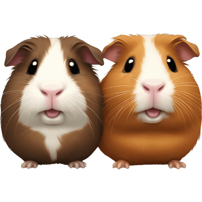 Two Guinea pigs: One brown Guinea pig and one multicolored fat one emoji