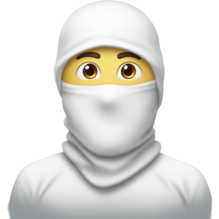 Guy with a white Balaclava long face emoji