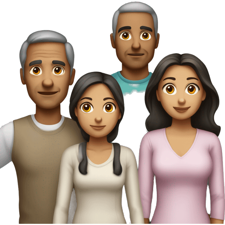 Draw a Latin family of 4. A 57-year-old man. 49-year-old woman. 27-year-old girl and a 22-year-old tall boy. emoji