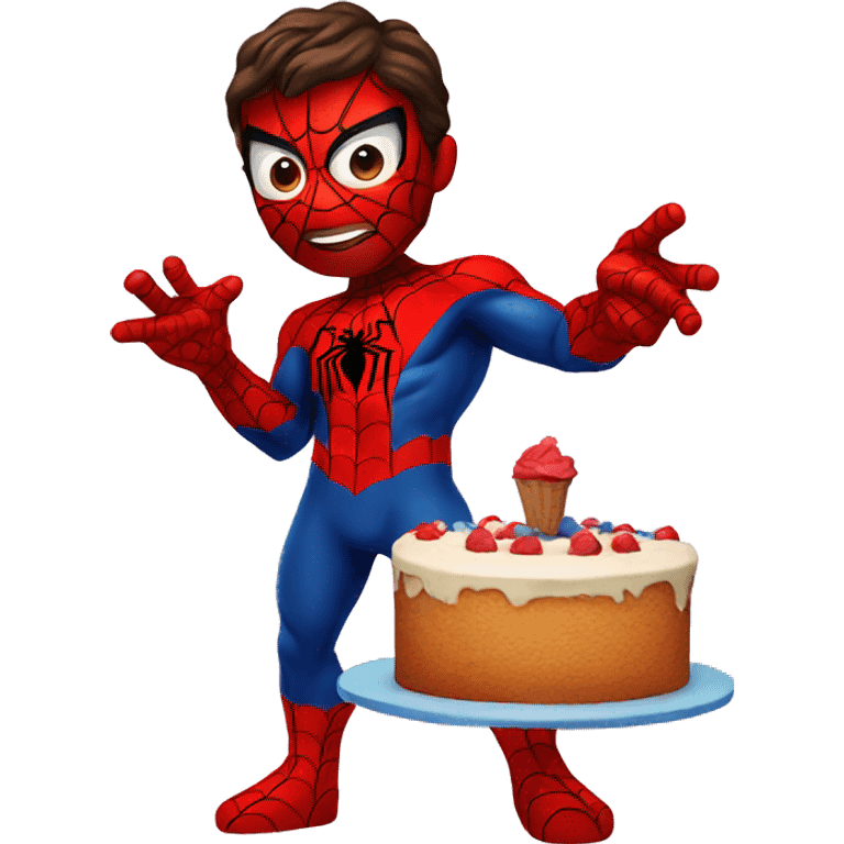 spiderman holding cake emoji