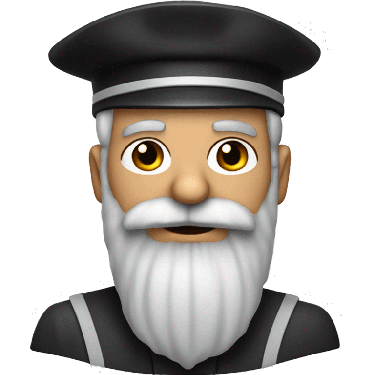 a judge with salt and grey hair and salt and pepper colored beard  who is wearing a captain hat emoji