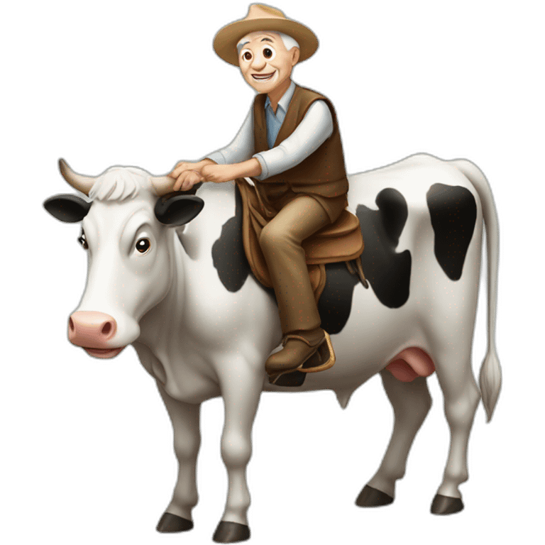 old man on a cow emoji