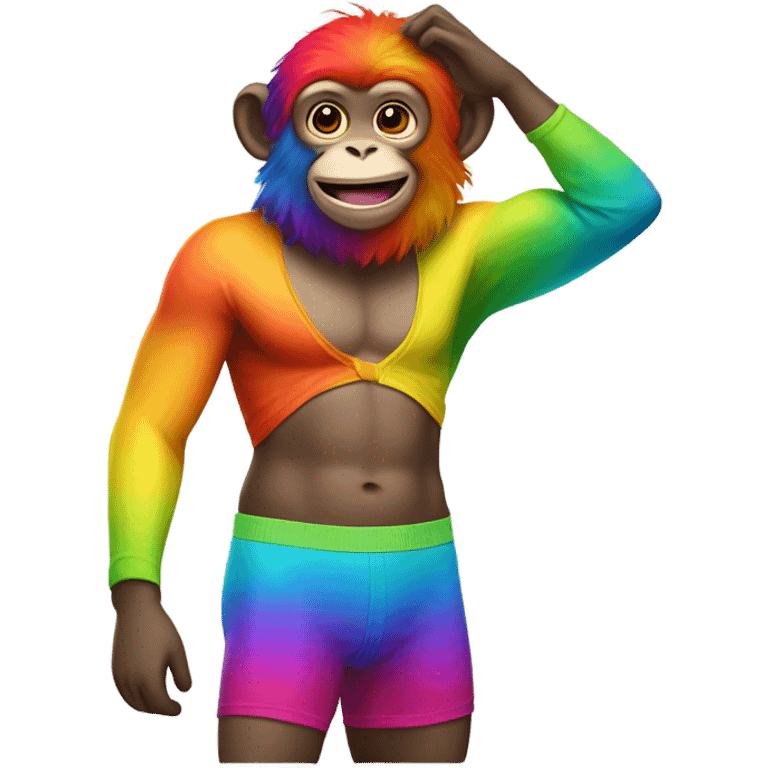 Monkey with rainbow underwear emoji