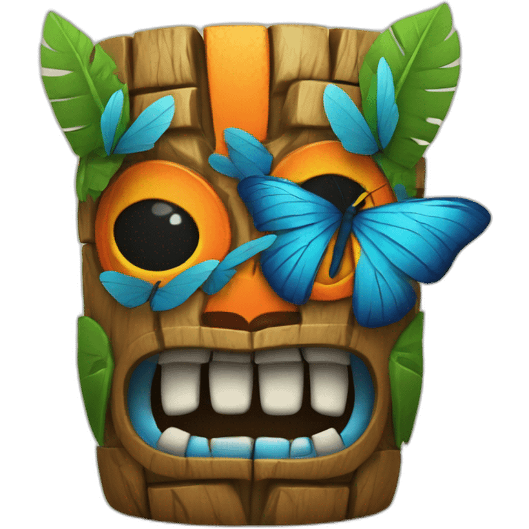 Tiki with colors blue and orange-butterfly-tornade emoji