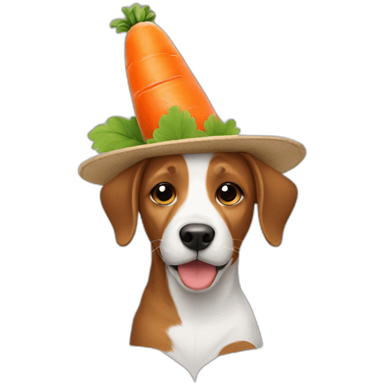 dog holding carrot with a hat emoji