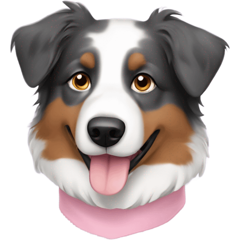 an australian shepherd with a light pink collar emoji