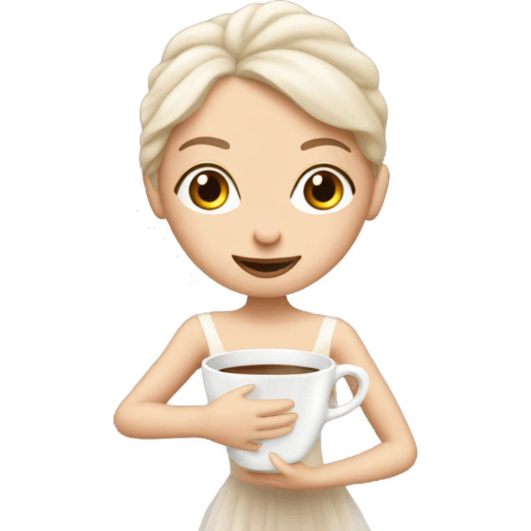 White Ballerina with a cup of coffee emoji