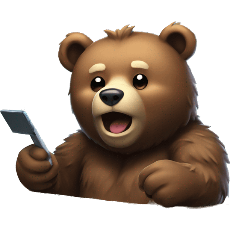 Bear playing at rgb gaming pc emoji