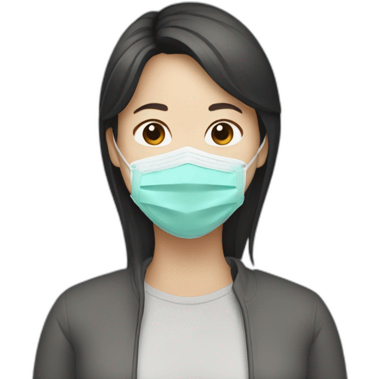 Asian woman wearing N95 Respirator emoji