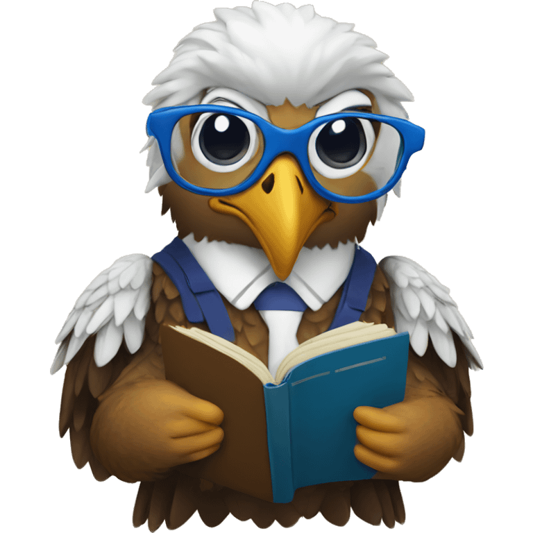 eagle with glasses reading a blue book  emoji