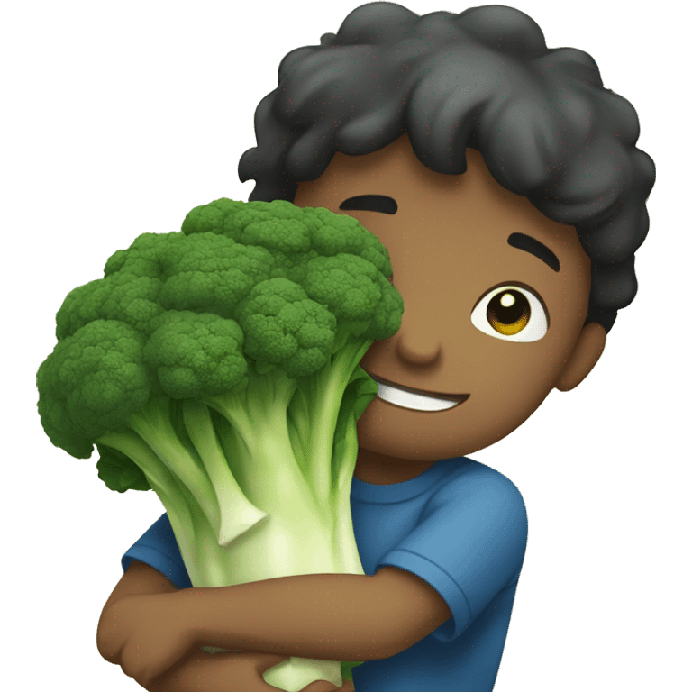 boy hugging Brocolli  emoji