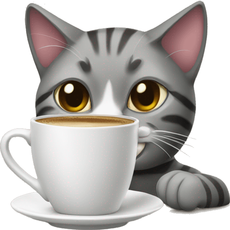 Cat drinking coffee emoji