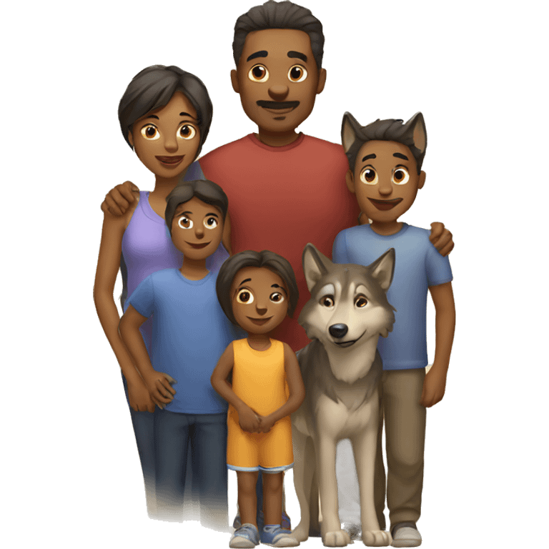 family and wolves emoji