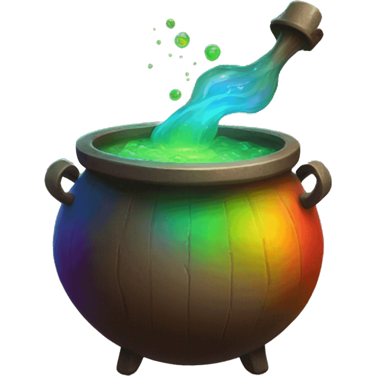 rainbow potion in a cauldron emoji