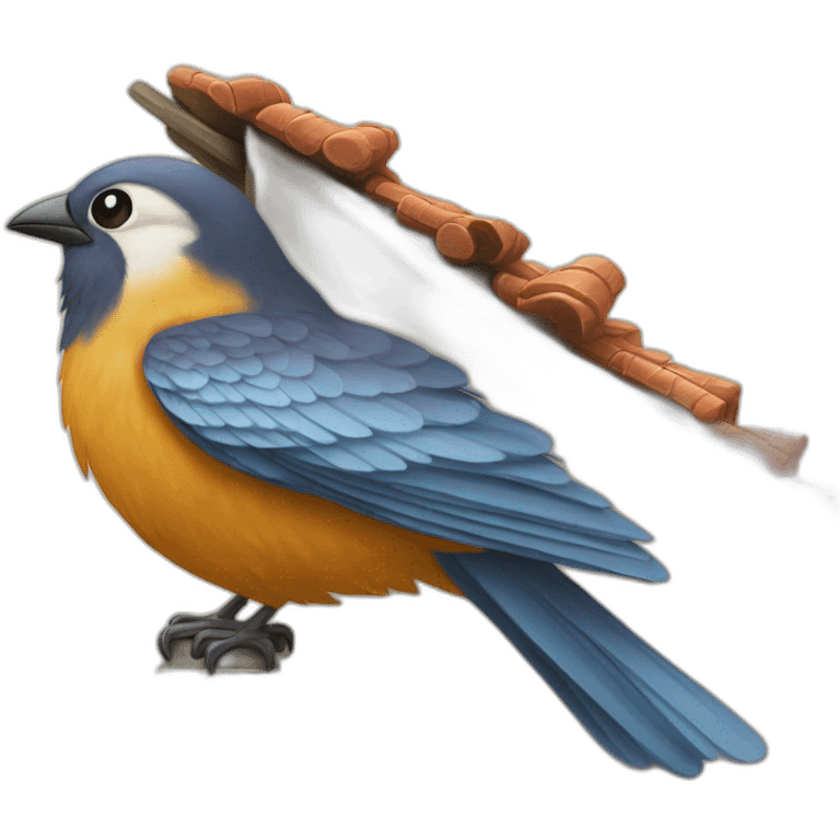 Oiseau sur maison emoji