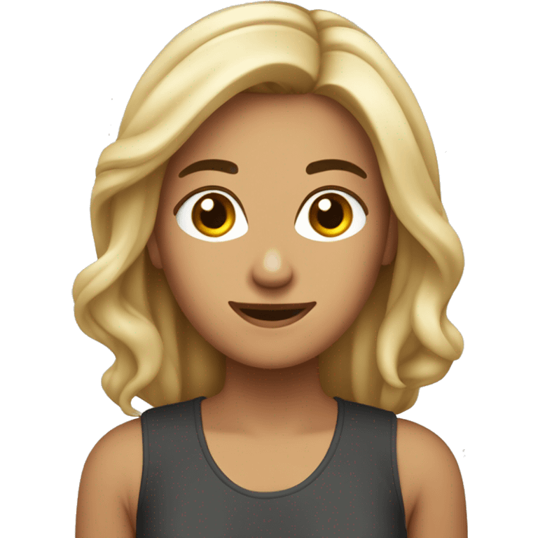 mulher branca cabelo castanho médio magra sorindo emoji