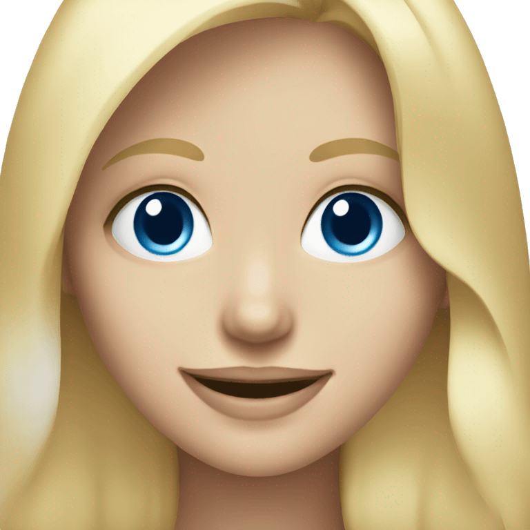 smiling blonde girl portrait with blue eyes emoji