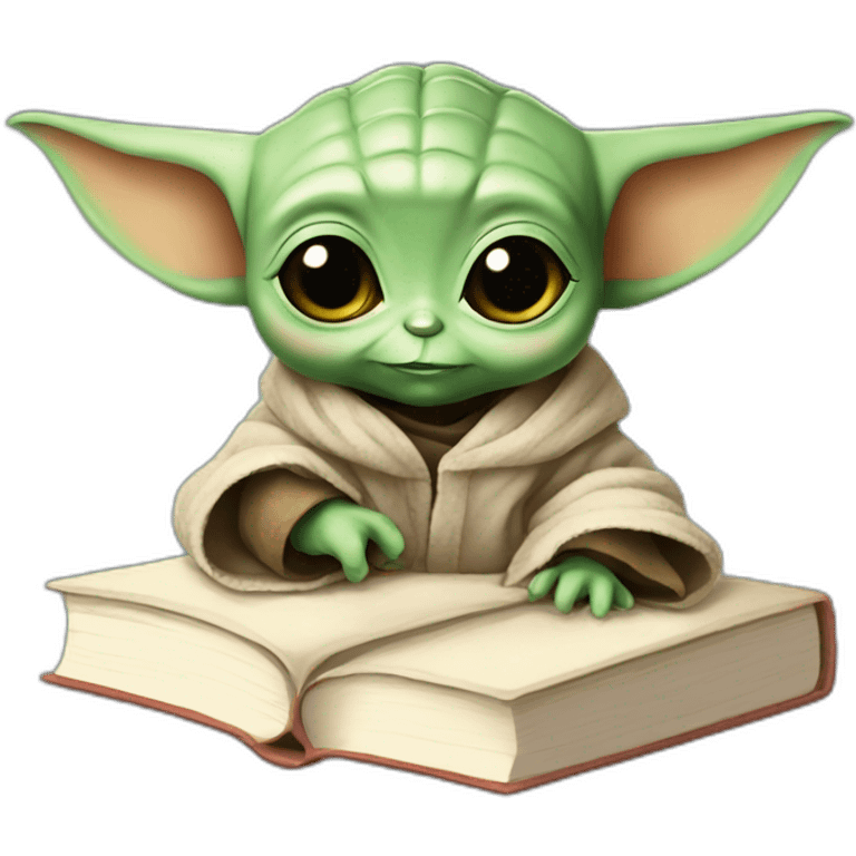 baby yoda studying on books emoji