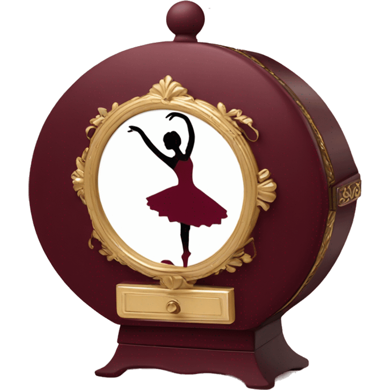 burgundy music box with a silhouette of a ballerina emoji