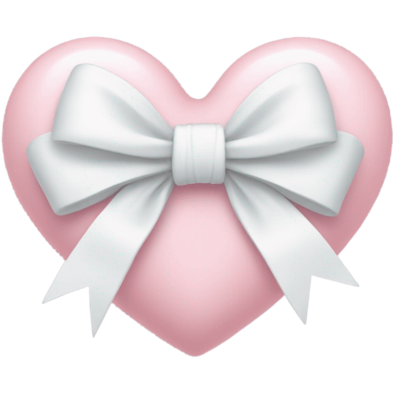 Pastel pink heart with white bow emoji