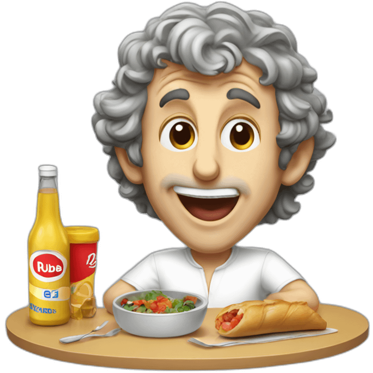 Alain Prost eating a rube emoji