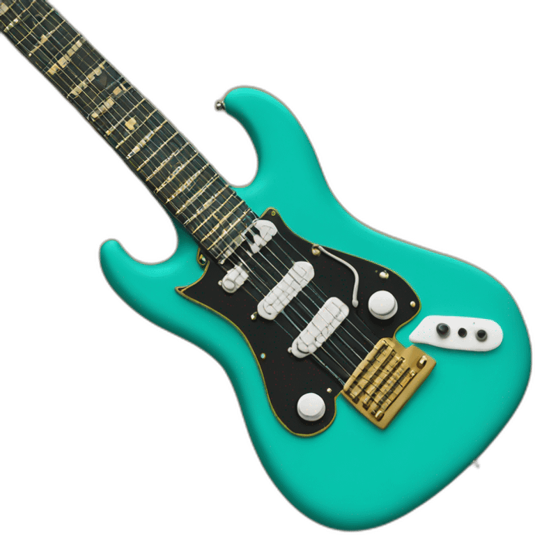 Soolking brook ;black affro cut ;turquoise electric guitar;golden crown ;skeletal face emoji