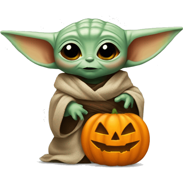 baby yoda and Halloween pumpkin emoji