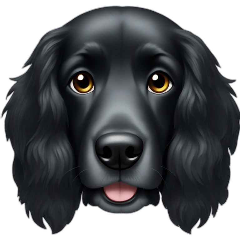 long haired all black dog with short ears emoji