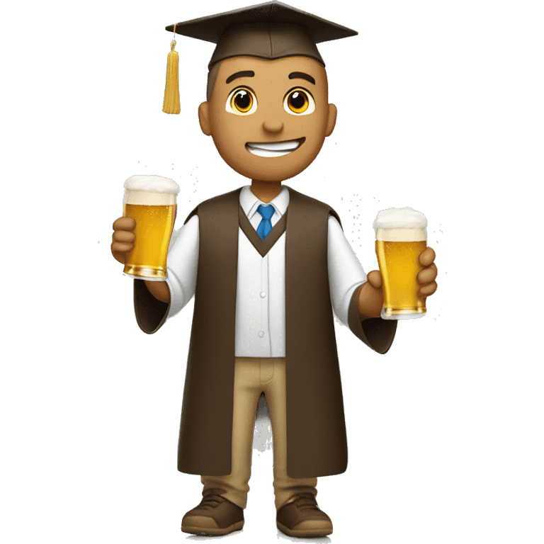 Tan man graduating chugging a beer emoji