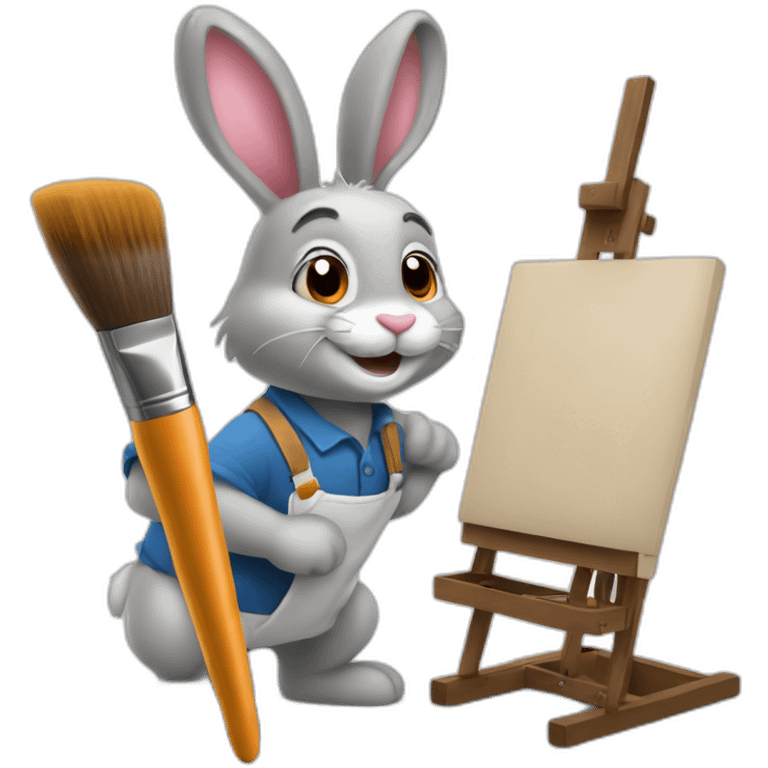 yugy bunny painter easel brush smiles emoji