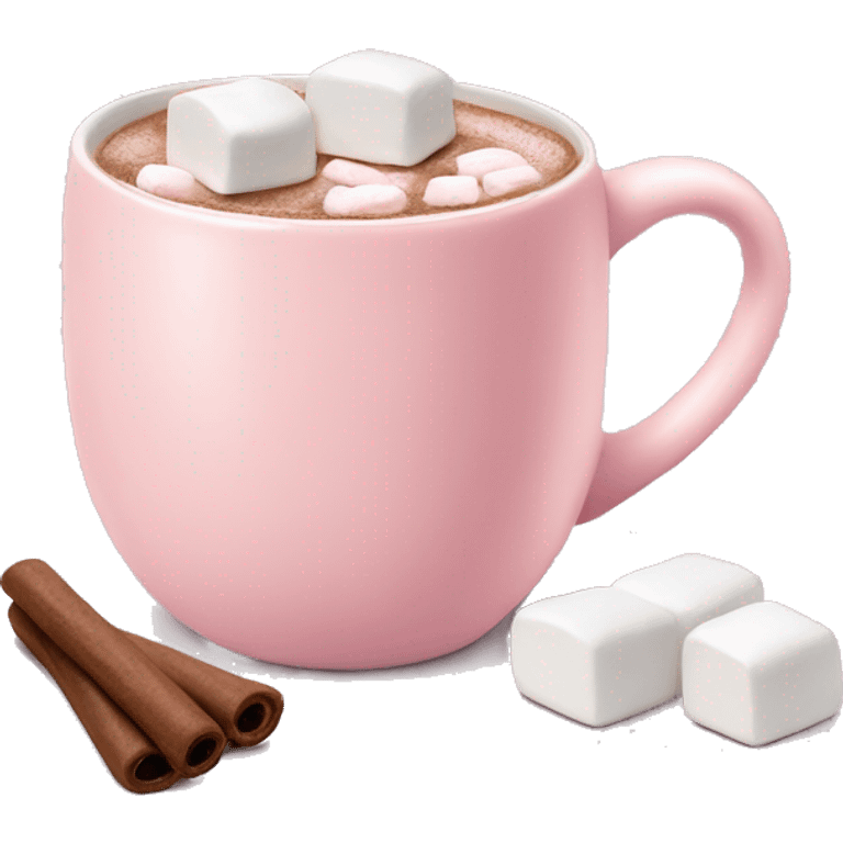 Light Pink mug of hot chocolate with marshmallows  emoji