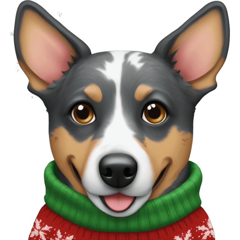 Australien cattle dog wearing christmas Sweater  emoji