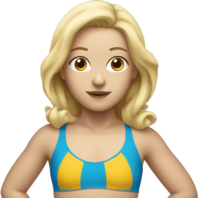 Blonde swimmer in blue swimsuit emoji