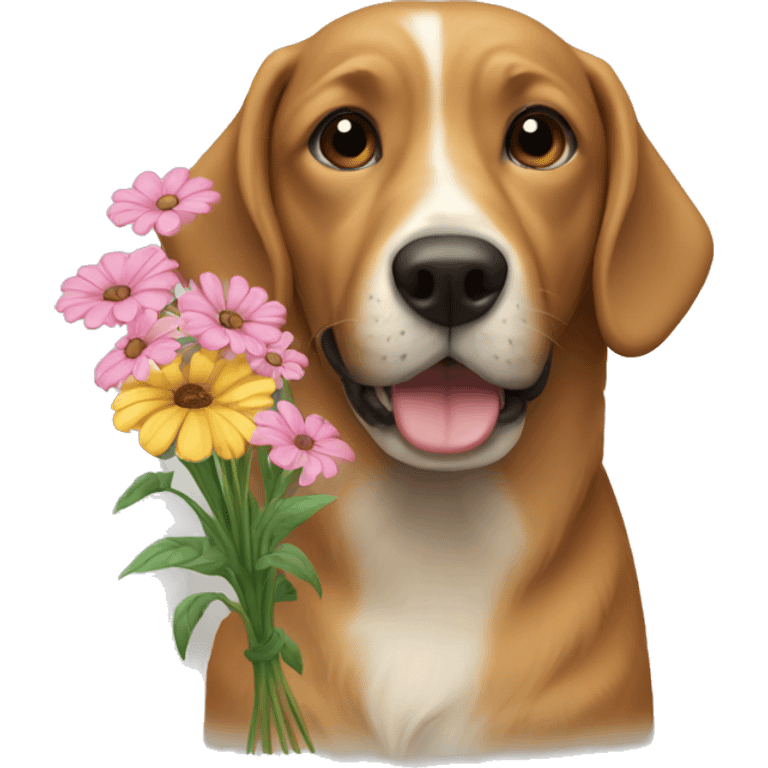 Dog eat flowers  emoji