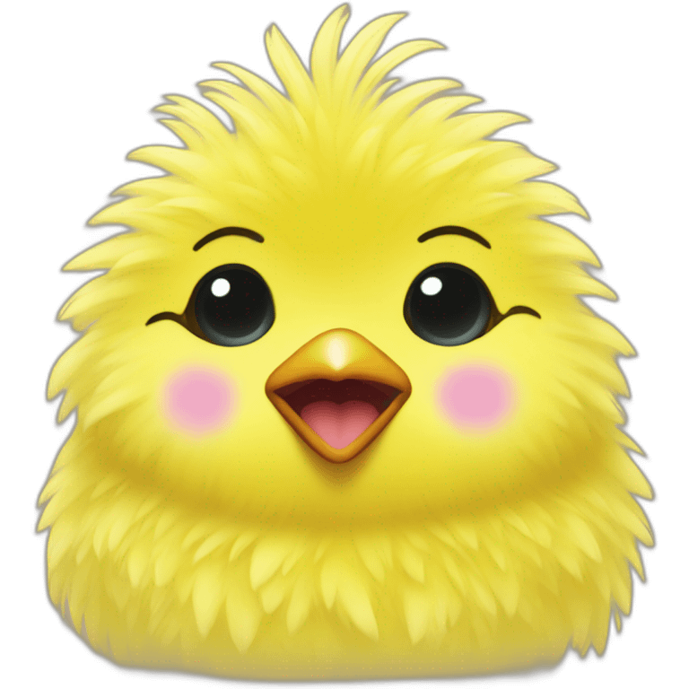 yellow fluffy chick with heart eyes emoji