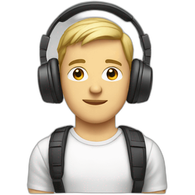 young white guy headphones emoji