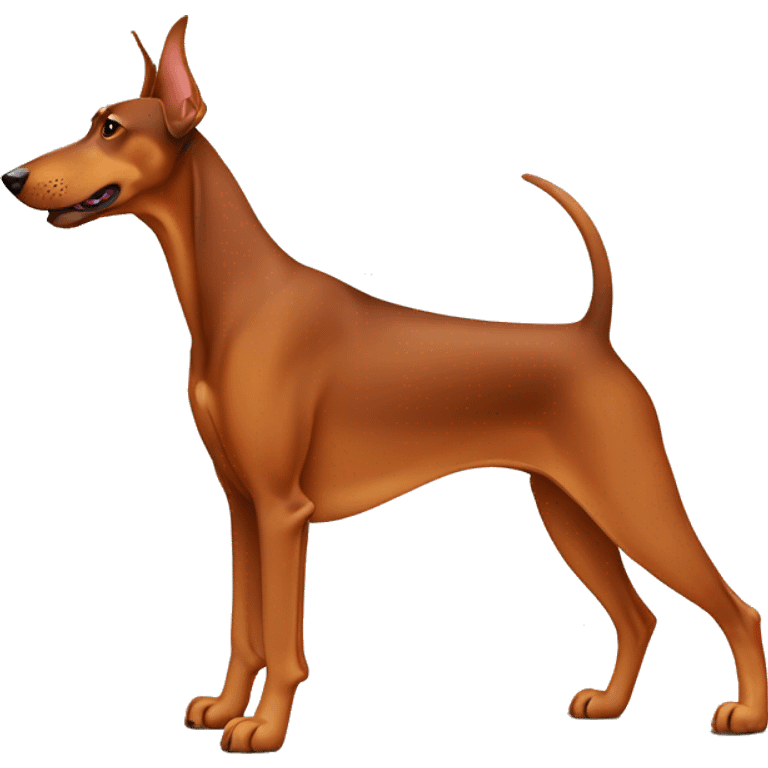 Orange Doberman with long tail and floppy ears  emoji