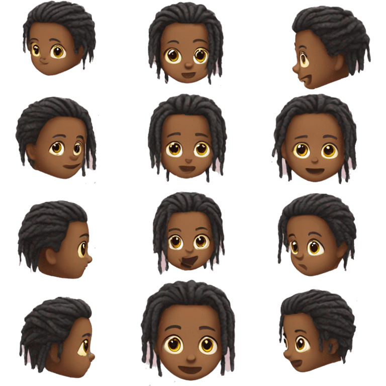 Baby head emoji with short dreads emoji