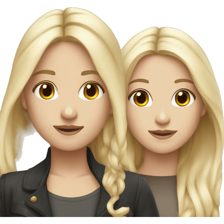 Blonde and brunette bestfriends white  emoji