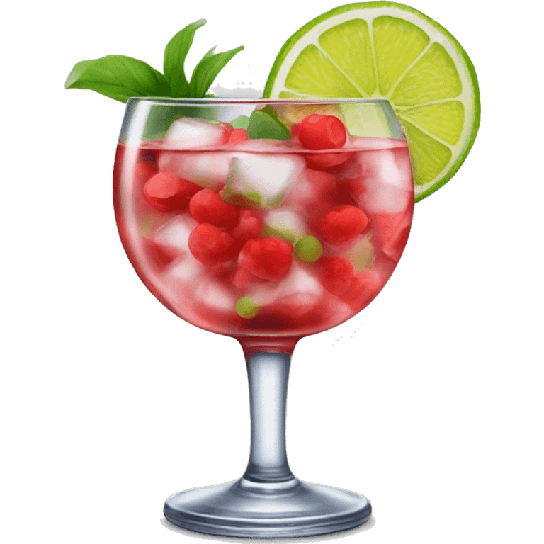 Una copa de gin tonic de frutos rojos  emoji