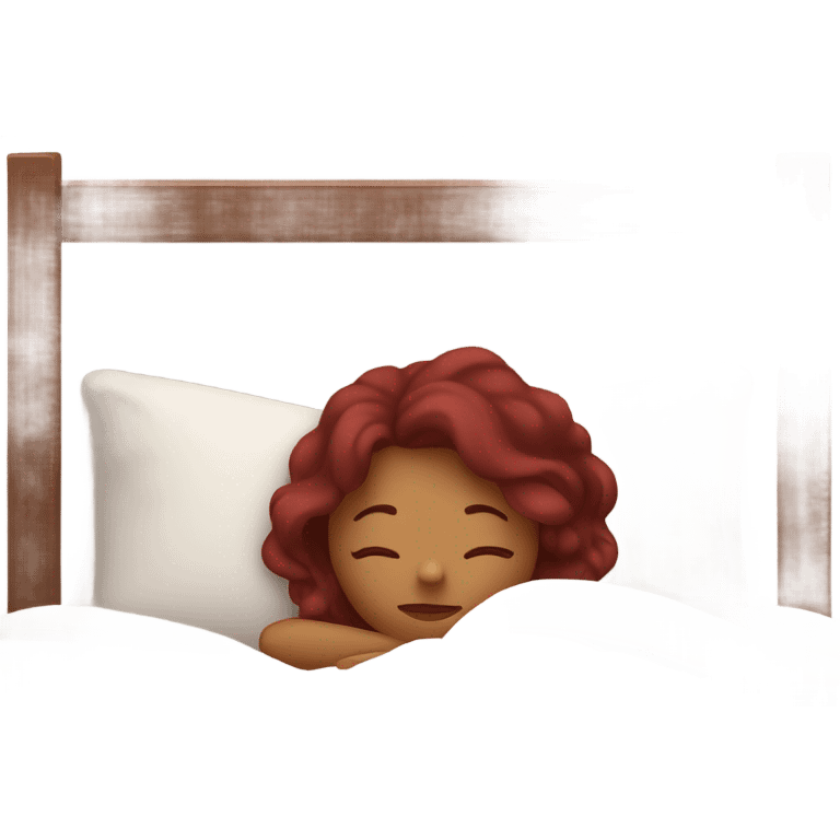 Burgundy haired girl sleeping in bed emoji