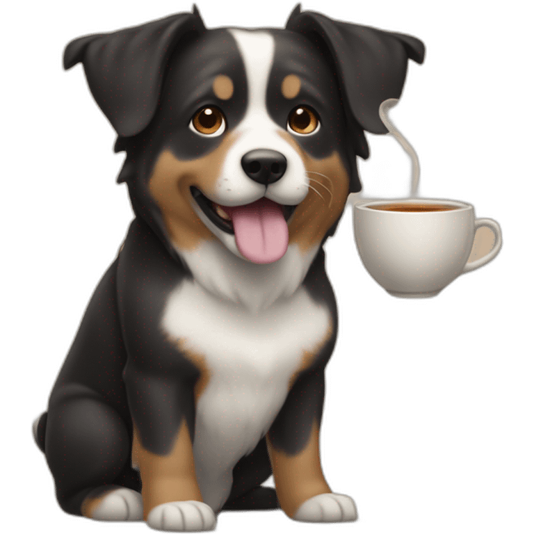 Chien qui boit un Bublé tea emoji