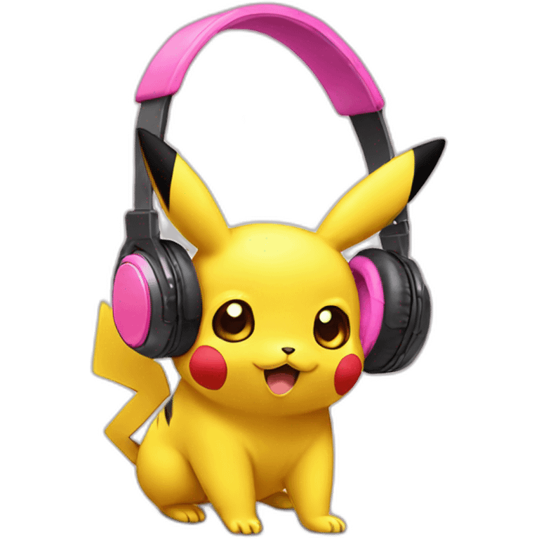 Pikachu pink with headphone  emoji