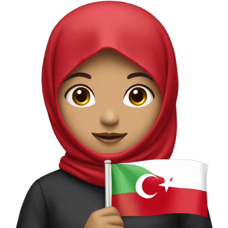 girl with hijab holding gummy bear and turkish flag emoji