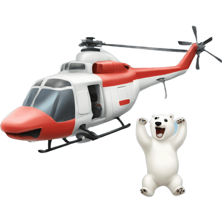 helicopter air lifting a polar bear emoji