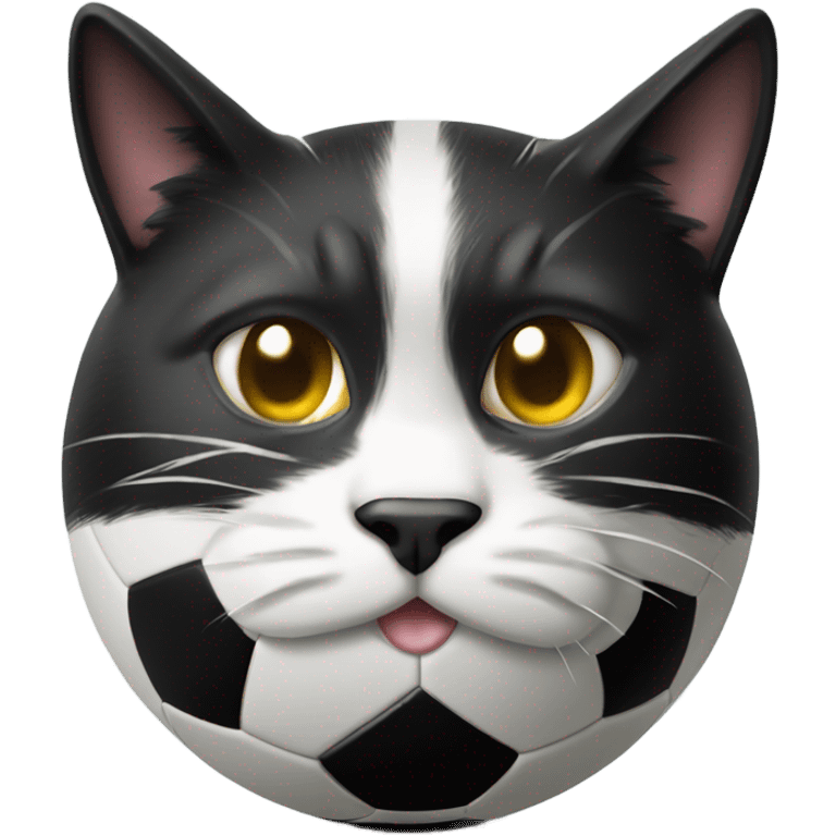 Black white cat kick football ball emoji