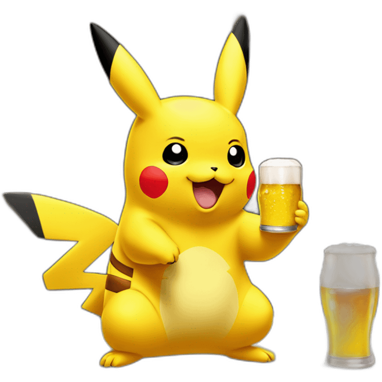 Pikachu qui boit une bière emoji